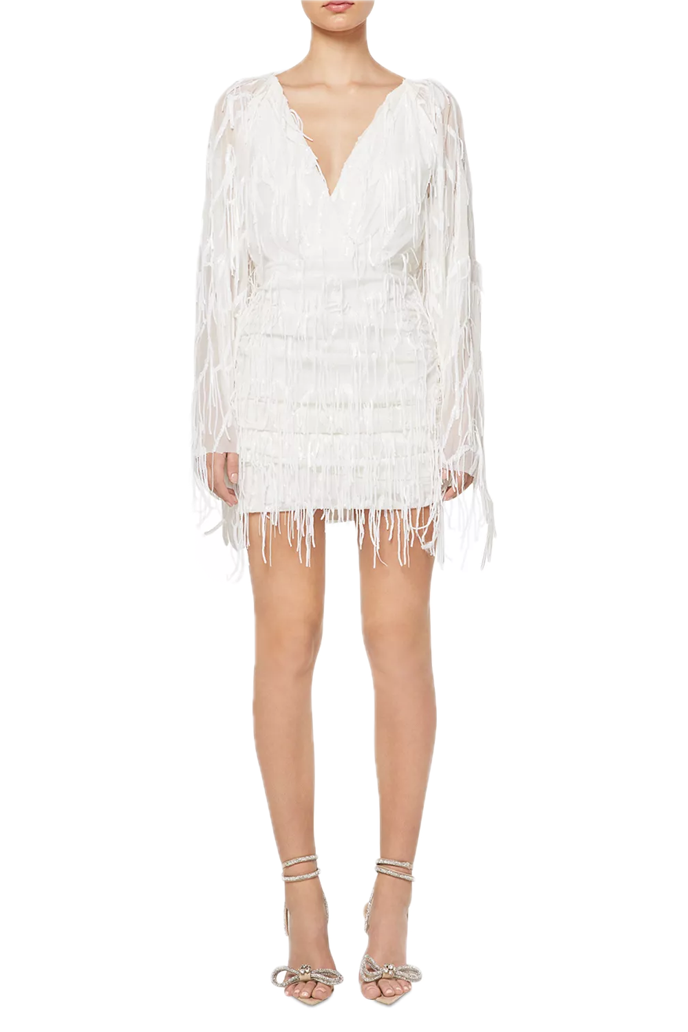 Elliatt Moraya Sequin Fringe Cocktail Dress in Ivory
