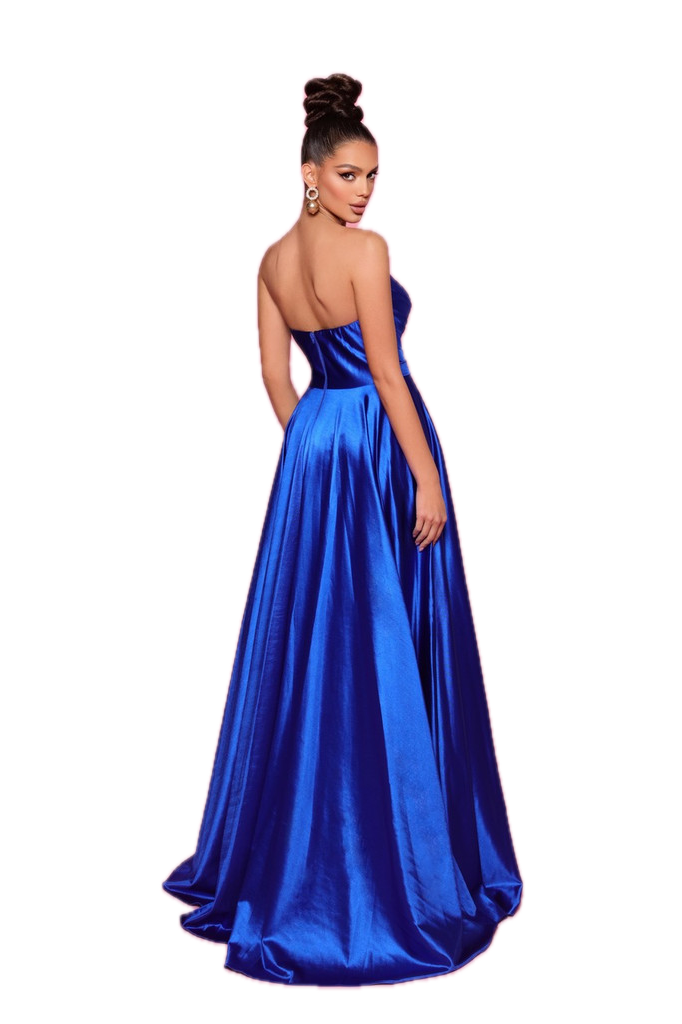 Nicoletta glossy Strapless Sweetheart Ball Gown with Leg Split