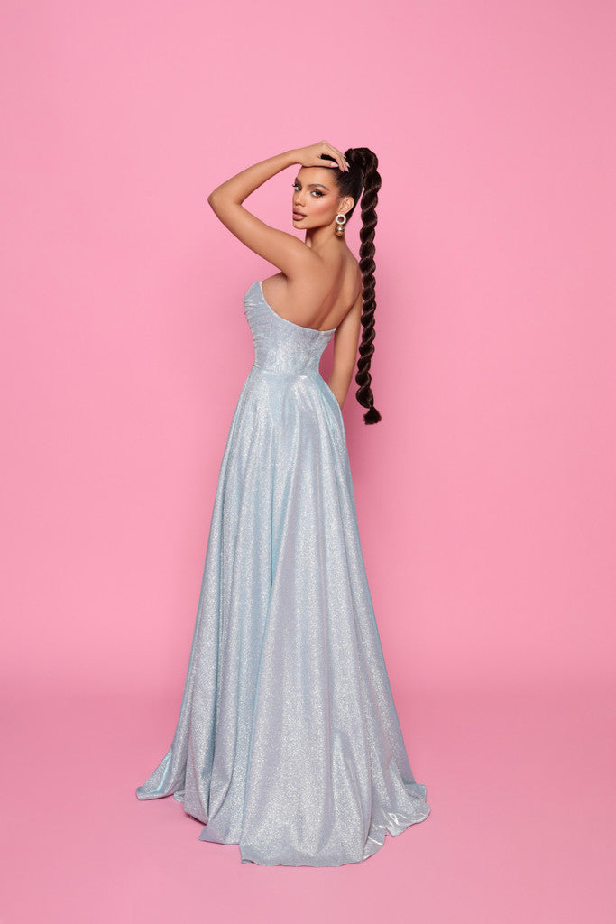 NICOLETTA shimmering elegant cowl neckline gown