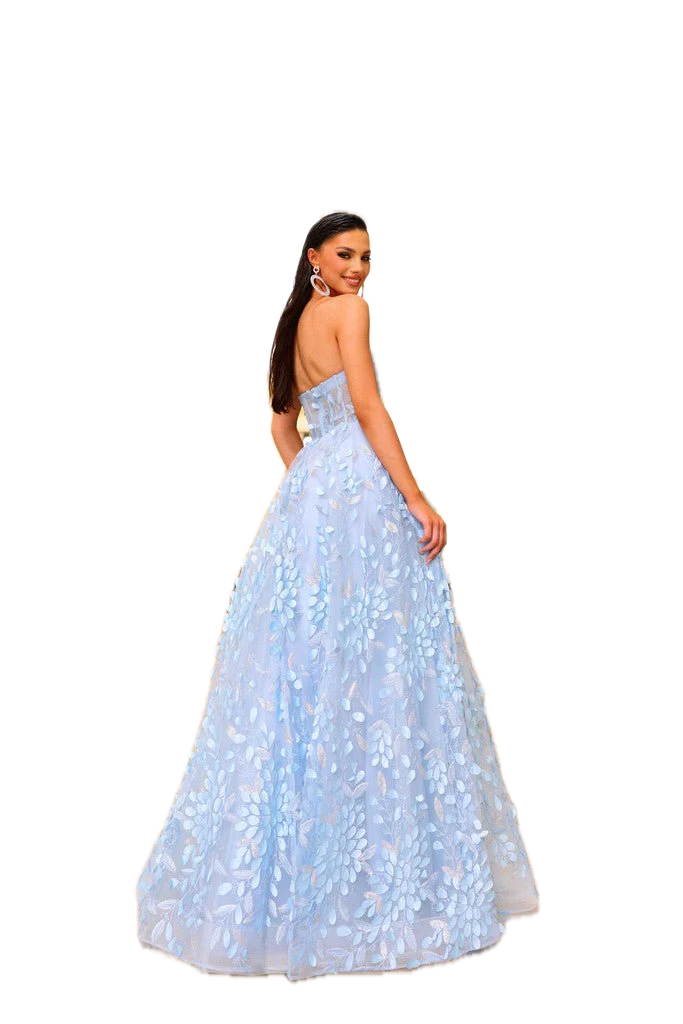 Nicoletta NC1097 Strapless A-Line Gown with Floral Appliqué