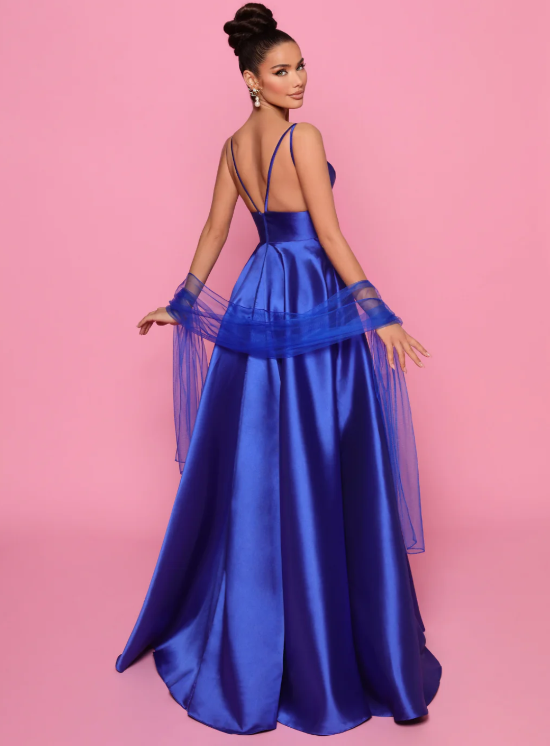NICOLETTA MIKADO SATIN GOWN - COBALT