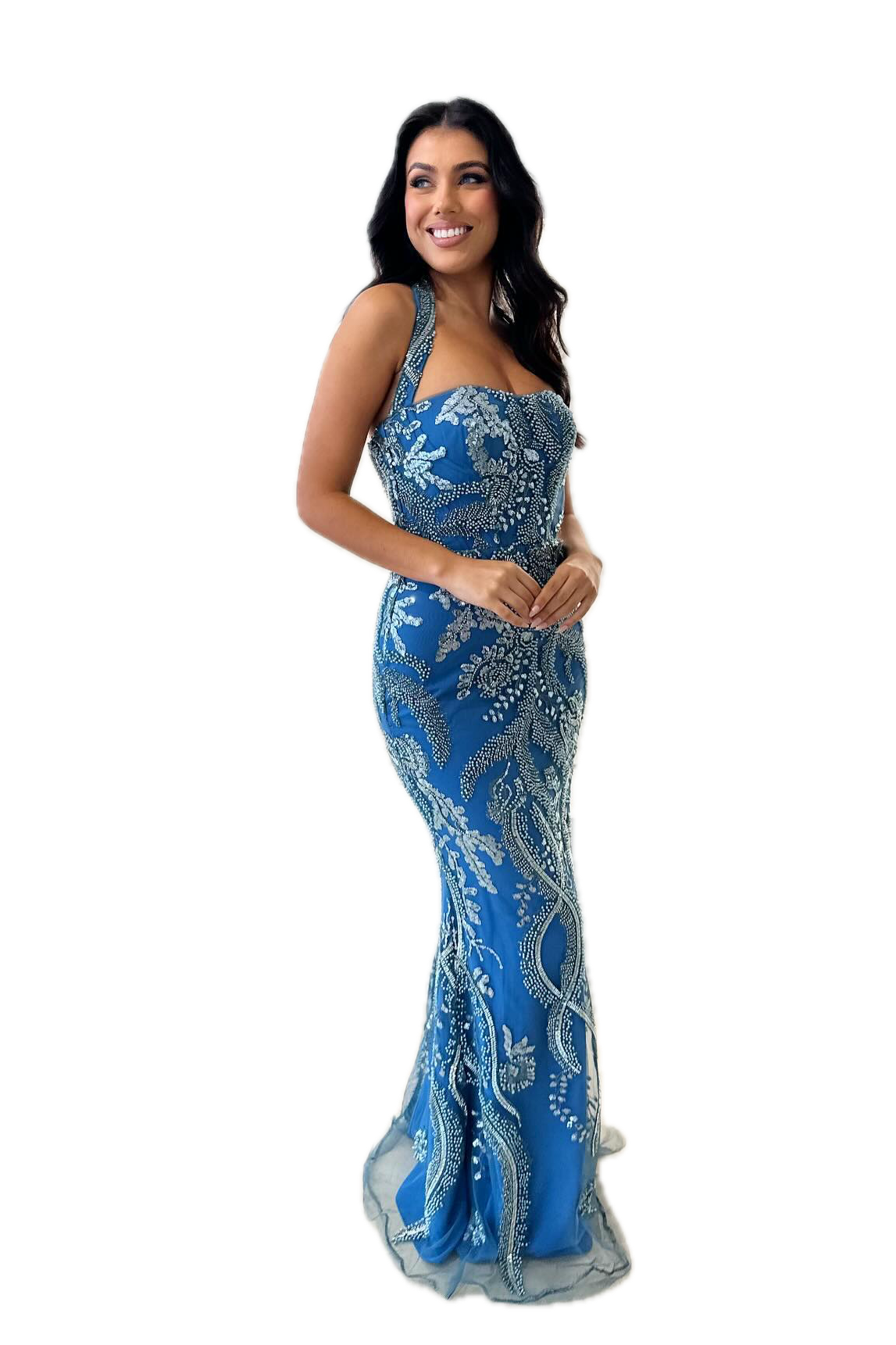 Nicoletta LUX013 Beaded Halter Neck Fitted beaded ball gown