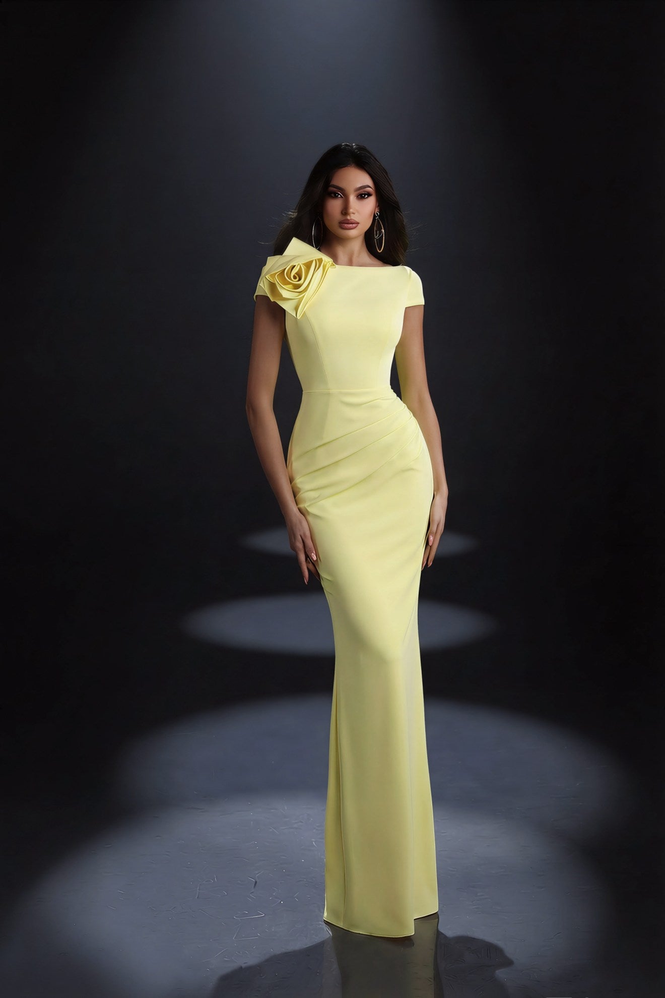 Nicoletta high neck short sleeve fitted ball gown