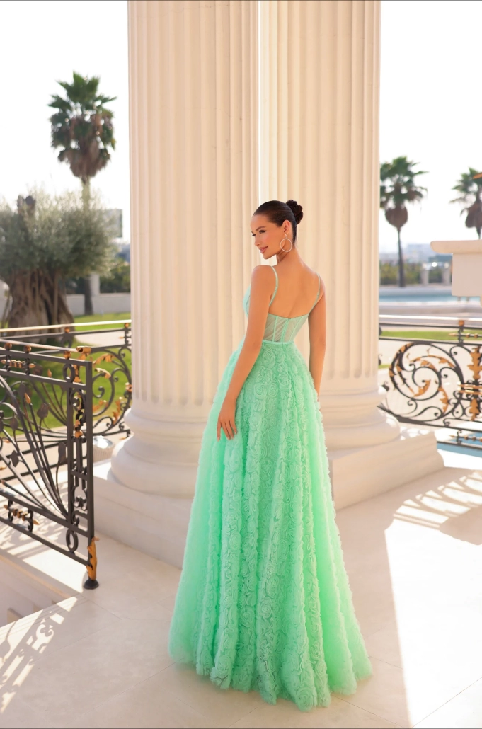 Tina Holly 3D rose tulle gala ball gown