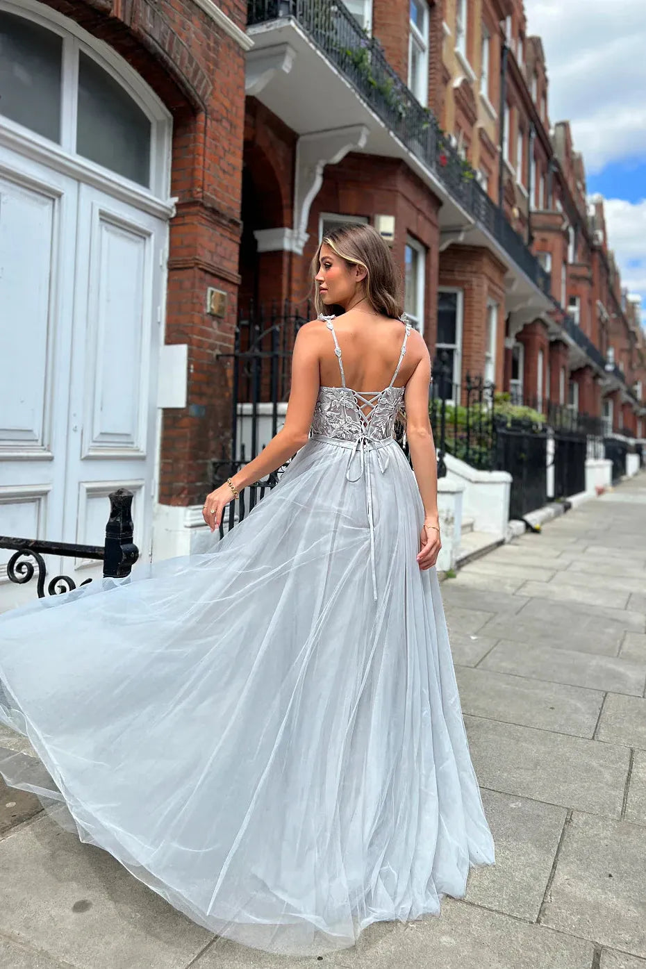 Nicoletta lace bodice full tulle skirt ball gown