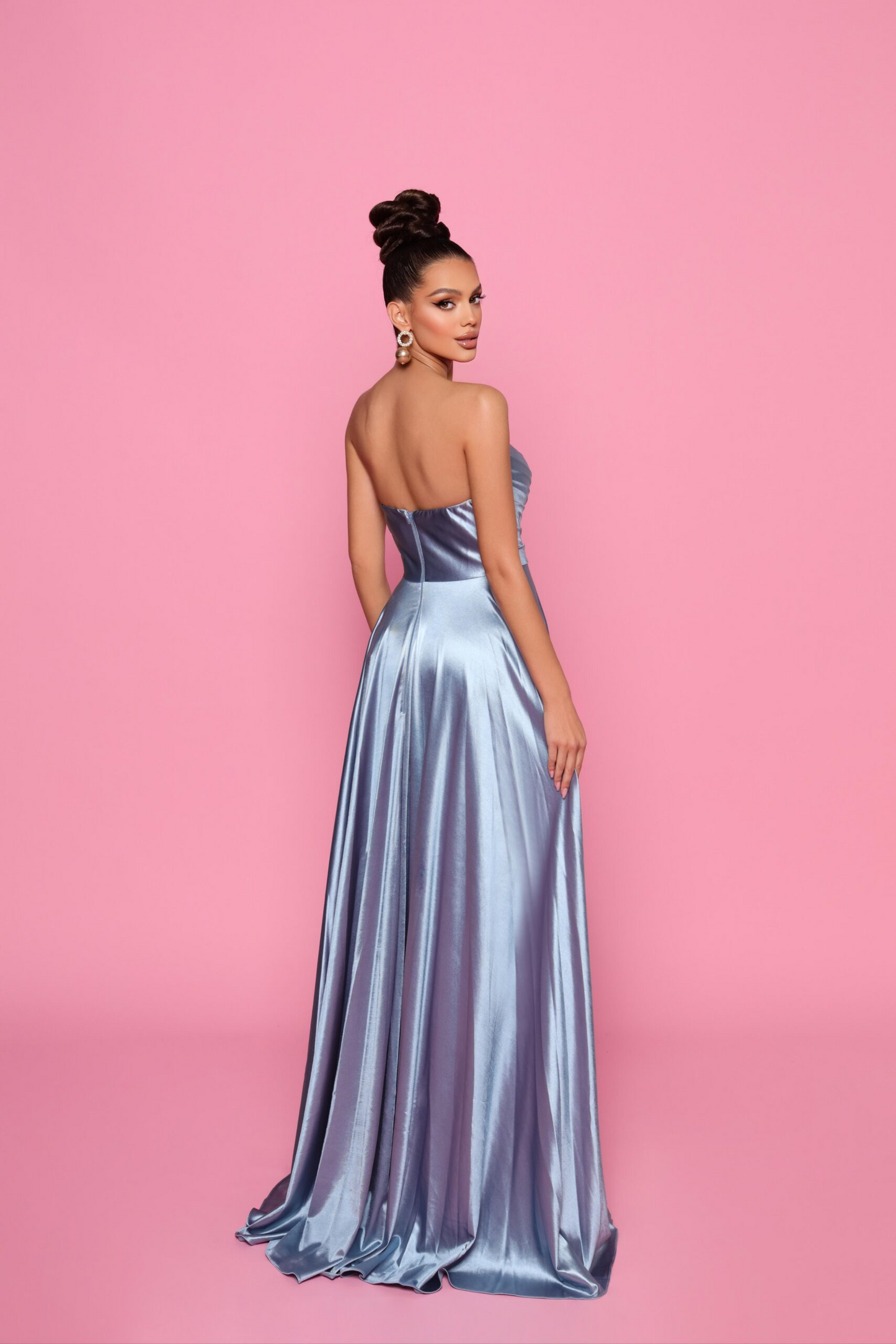 Nicoletta glossy Strapless Sweetheart Ball Gown with Leg Split