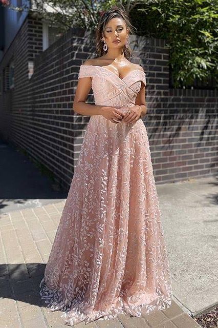 J’ADORE AUSTRALIA FULLY BEADED OFF SHOULDER GOWN