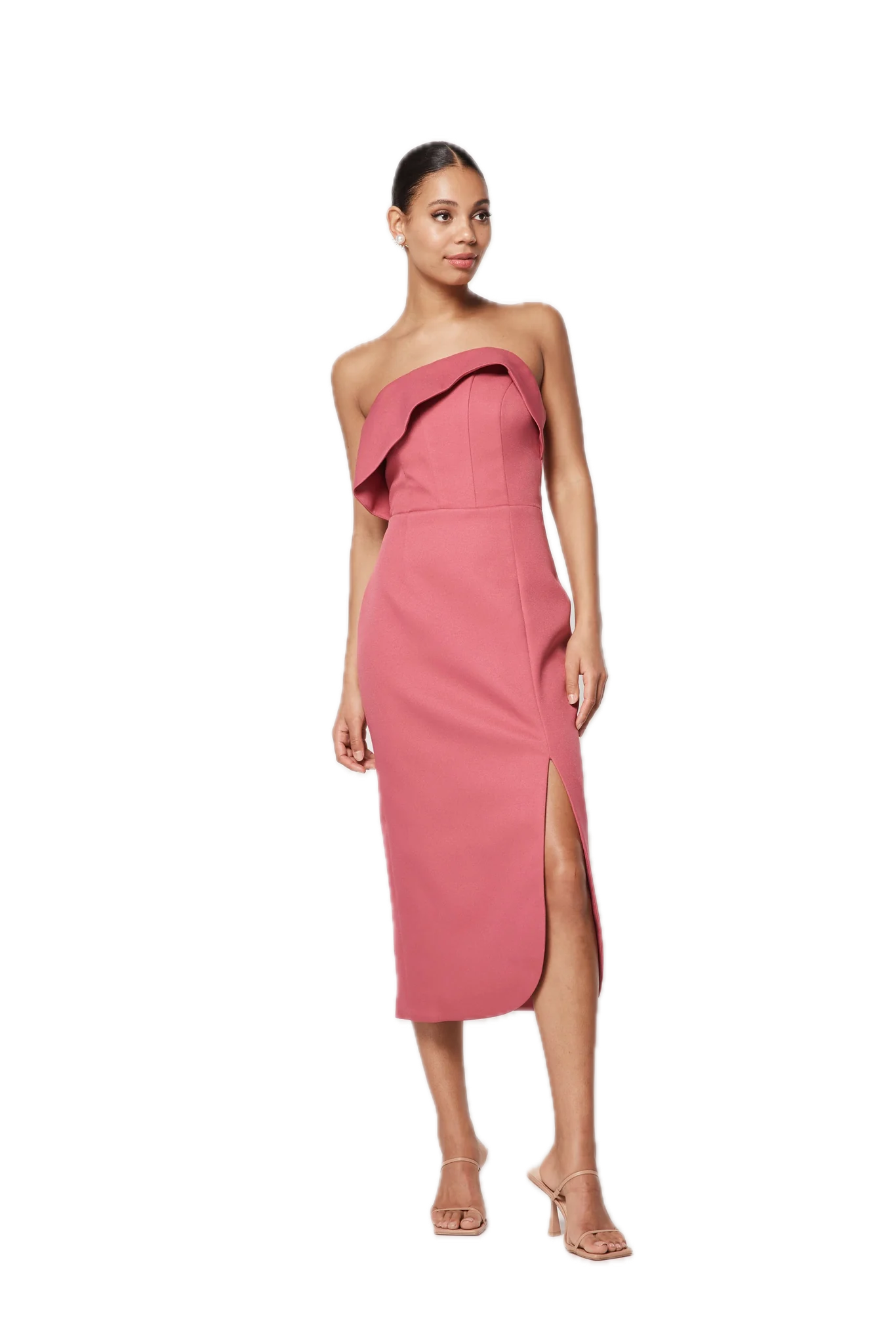 Elliatt Agatha Dress Berry Structured Bodice, Fitted Style, Skirt Slit