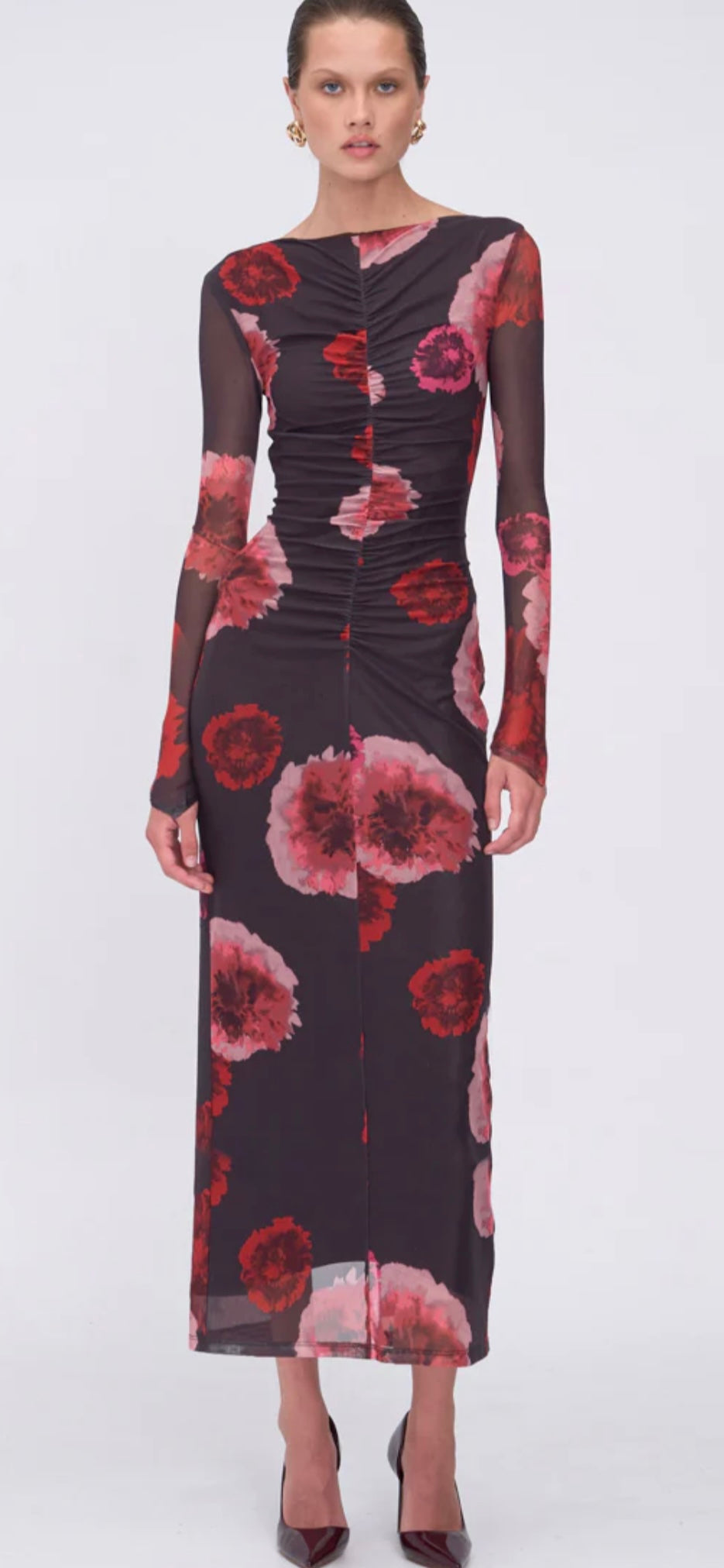 Suboo Frida ruched long sleeve midi dress