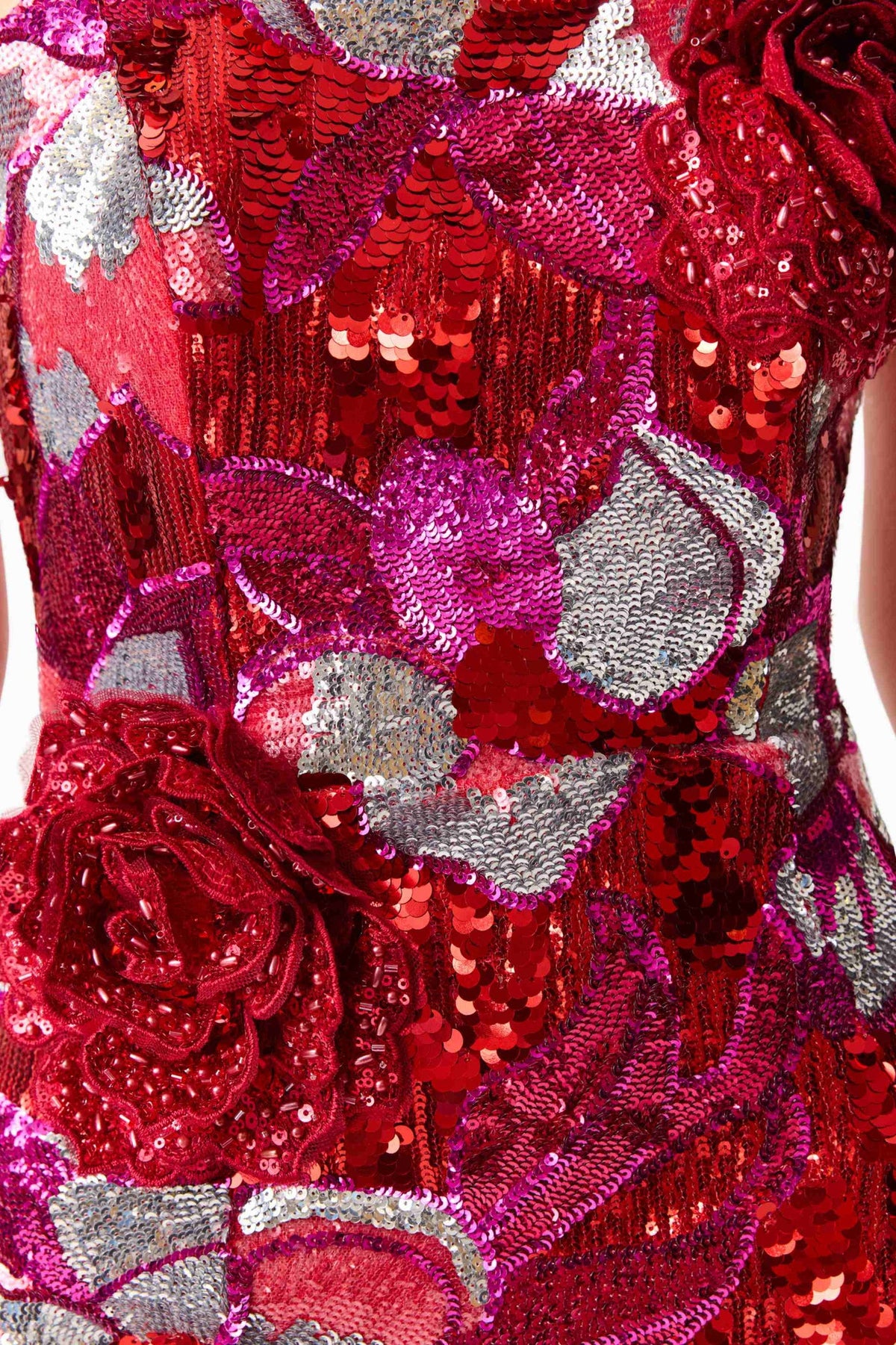 Solara Embellished Mini Dress in Red & Pink