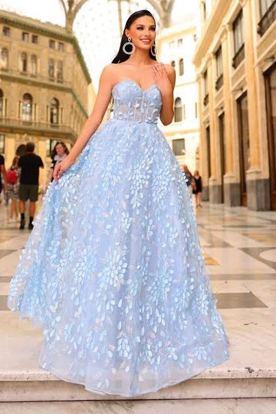 Nicoletta Australia 3D leaves and white with silver embellishments gala wedding gown
