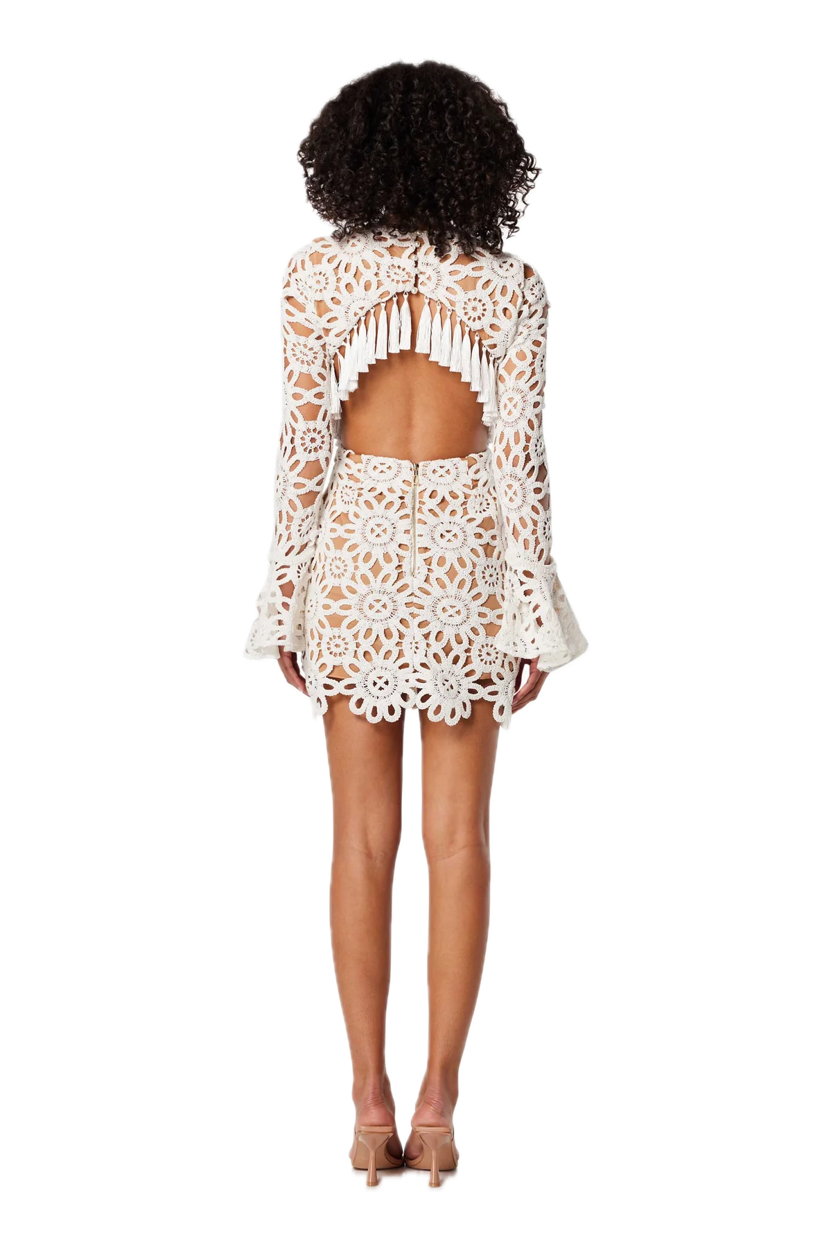 Elliatt Live Ivory Mini Dress with Flare Sleeves