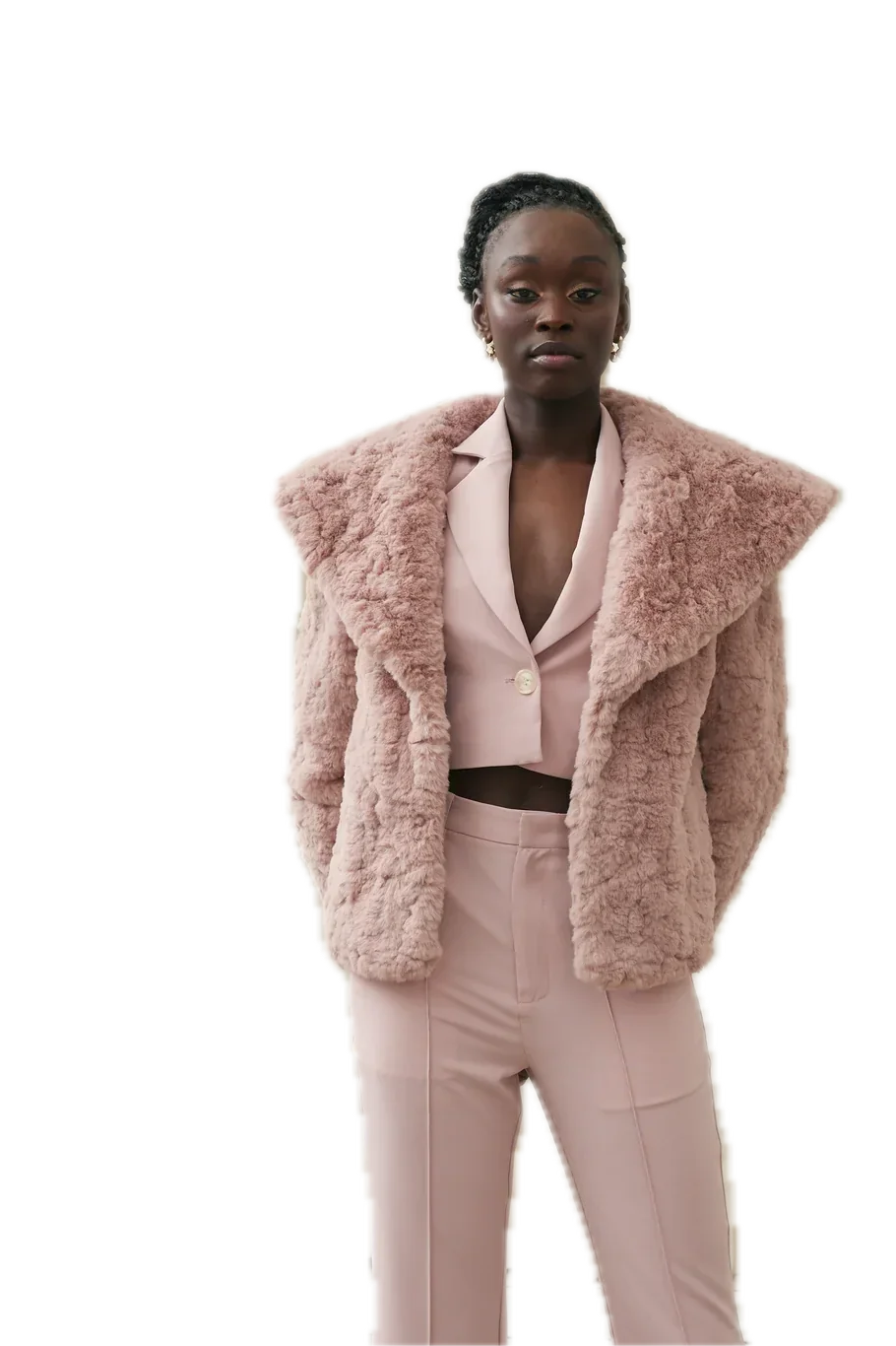 Elliatt Tiahnee Blush Pink Faux Fur Jacket - Luxuriously Soft and Stylish