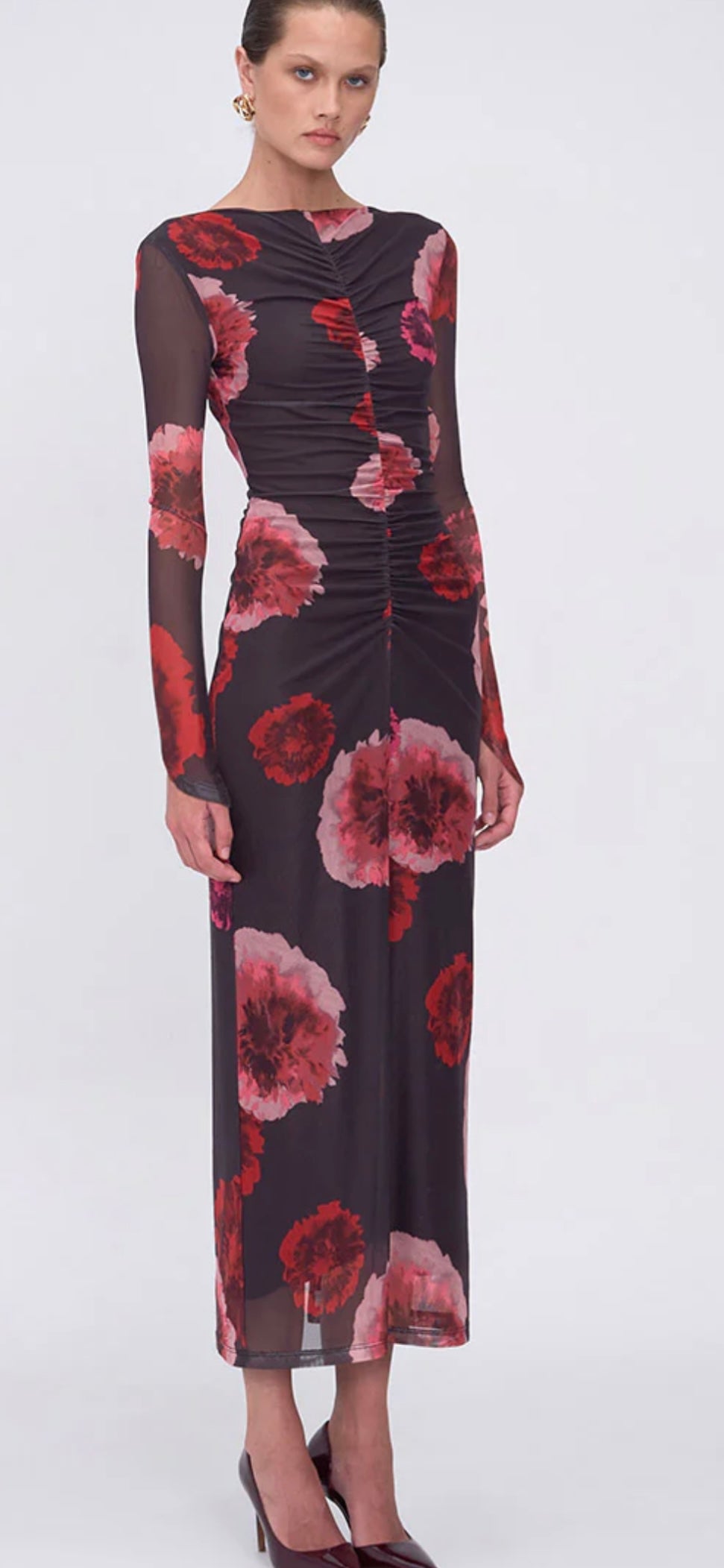 Suboo Frida ruched long sleeve midi dress