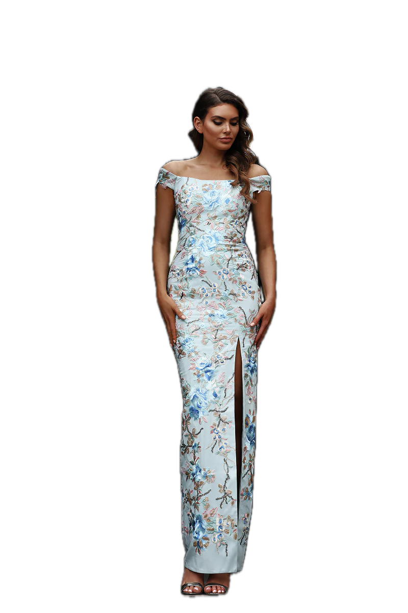 JADORE embroidered satin gown