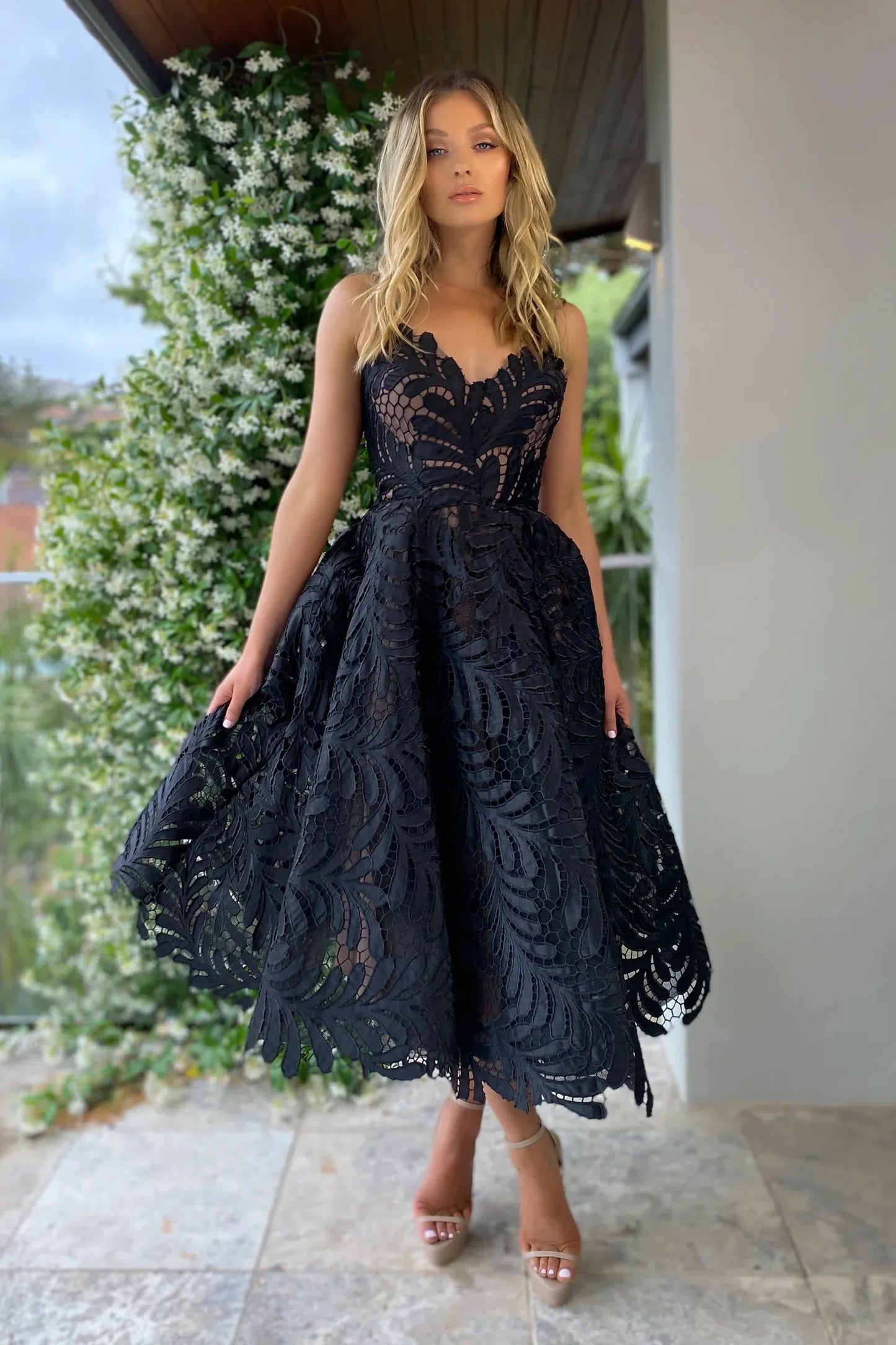 Jadore lace strapless full skirt cocktail gown