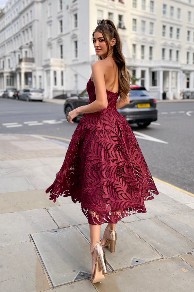 Jadore lace strapless full skirt cocktail gown