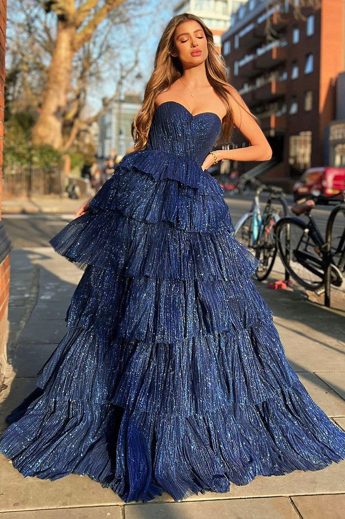 J'ADORE AUSTRALIA MULTI TIERED TULLE GOWN - shimmering tulle