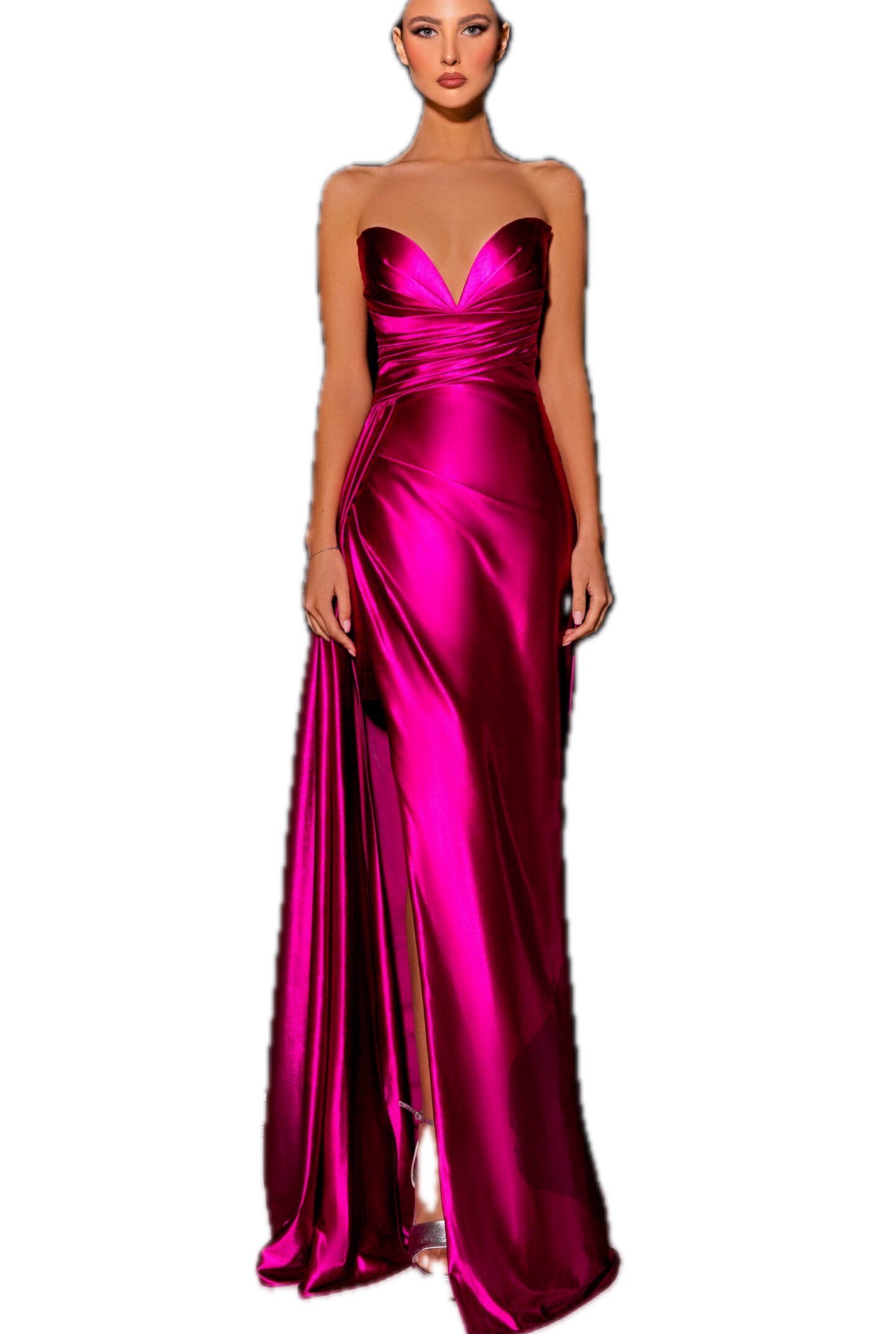 Nicoletta Formal Gown - Draped gloss satin gown