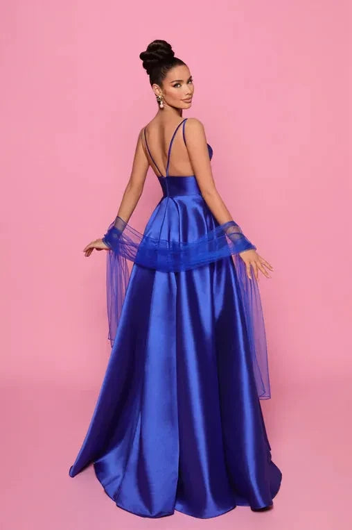 NICOLETTA MIKADO SATIN GOWN - COBALT