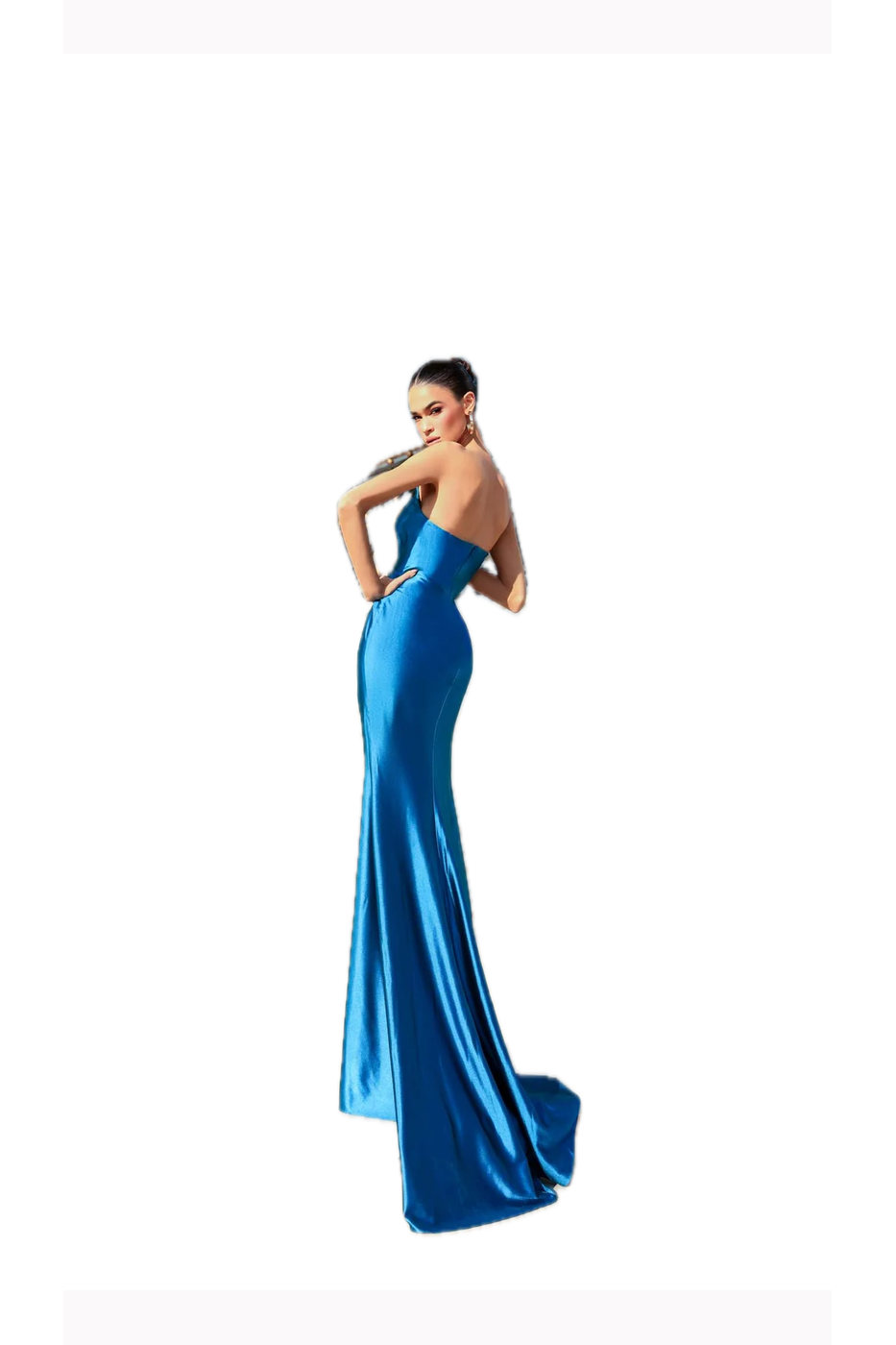 Tina Holly Couture TT006 Elegant Strapless Gown with Satin Bodice and Side Split