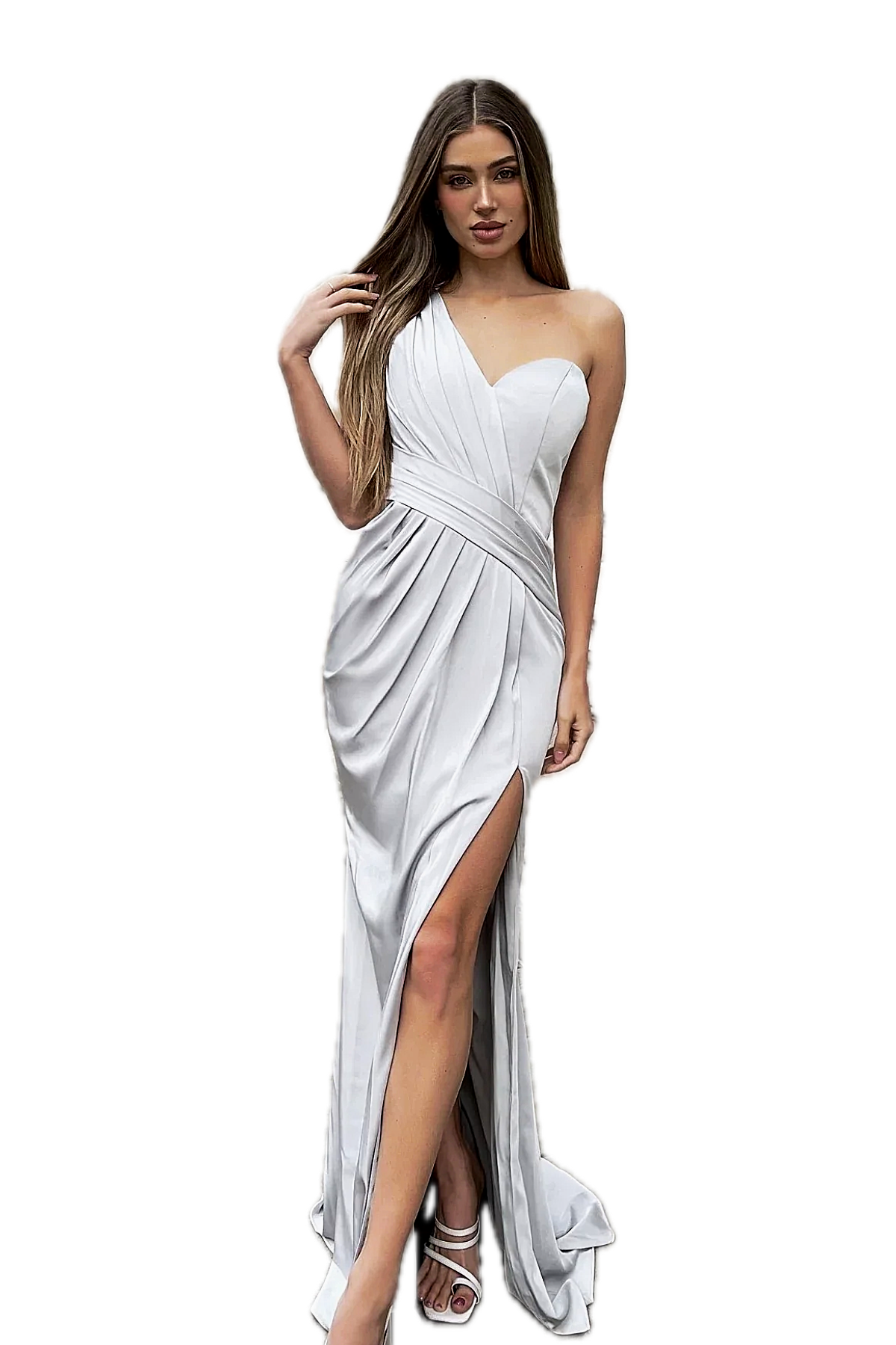 Jadore Gown – Elegant One-Shoulder Evening Dress with Ruched Waist
