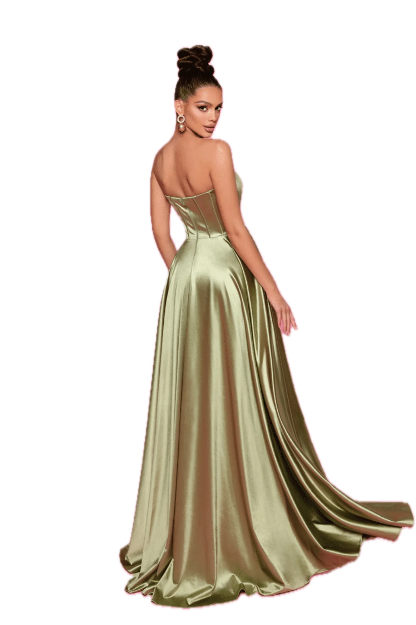 Nicoletta NP168 Satin A-Line Gown in Champagne,