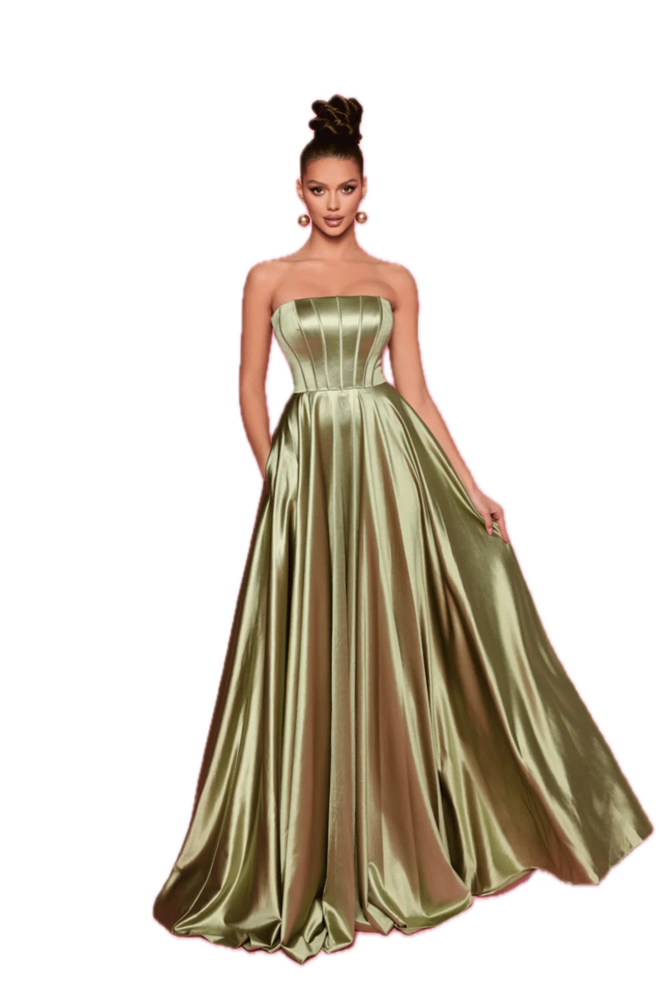 Nicoletta NP168 Satin A-Line Gown in Champagne,