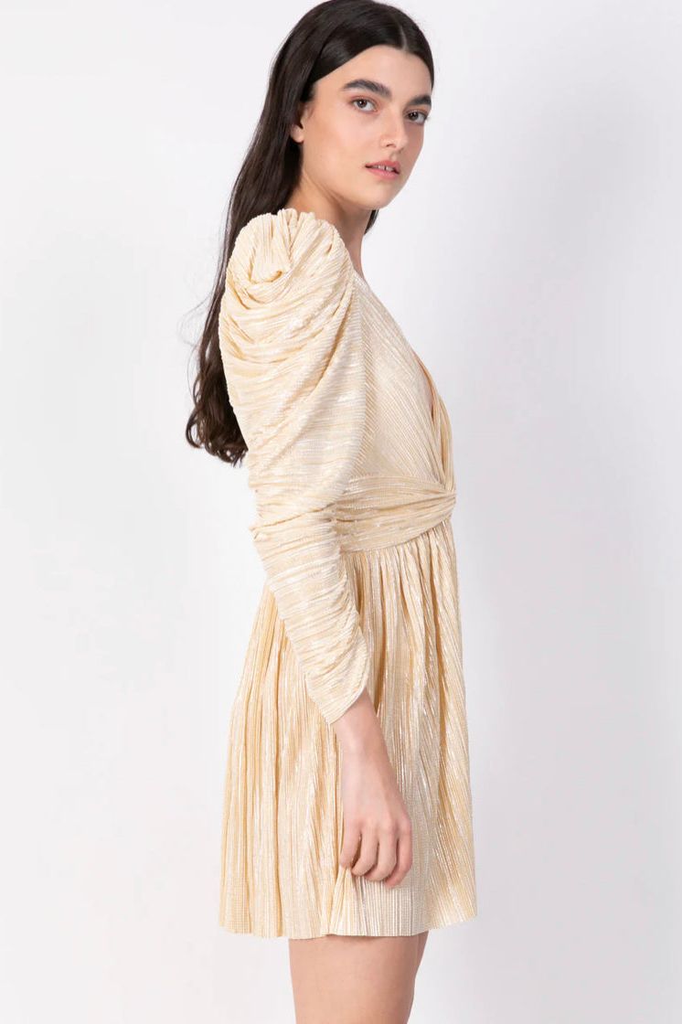SABINA MUSAYEV MORGANA DRESS - Bread Boutique - asymmetrical, backless, BEIGE, CREAM, dress, GLAMOROUS, GORGEOUS, JERSEY, LONG SLEEVED, loose fit, polyester, puffed sleeve, SABINA MUSAYEV, SEXY, SHIMMER, SHIMMERING, SOFT, sophisticaterd, STRETCHY, stylish, SUPERB, WAISTED - Darwin boutique - Darwin fashion