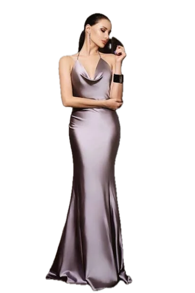 Jadore Cowl Neck Formal Dress - Elegant Stretch Satin Gown