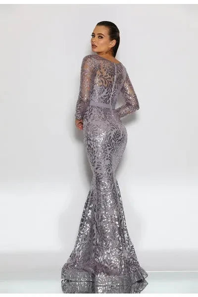 J'ADORE AUSTRALIA GOWN - GREY - Bread Boutique - absolutely stunning, asymmetrical, GLAMOROUS, J'ADORE, JX4013, SHIMMER, SOPHISTICATED, STUNNING, WAISTED - Darwin boutique - Darwin fashion