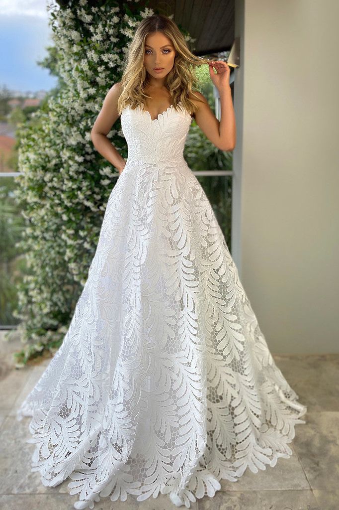 J'ADORE AUSTRALIA GOWN - IVORY - Bread Boutique - asymmetrical, FULL SKIRT, GLAMOROUS, J'ADORE, JX5032, LACE, SEXY, silver, SOFT, SOPHISTICATED, STUNNING, sweetheart neckline, WAISTED, wedding, WHITE - Darwin boutique - Darwin fashion
