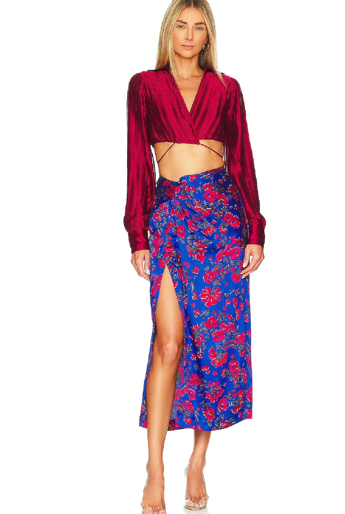 SABINA MUSAYEV LUELLA SKIRT- BLUE PRINT - Bread Boutique - absolutely stunning, asymmetrical, floral, GLAMOROUS, GORGEOUS, midi, printedfloral, SABINA MUSAYEV, SEXY, skirt, SOFT, SOPHISTICATED, STUNNING, SUPERB, WAISTED - Darwin boutique - Darwin fashion