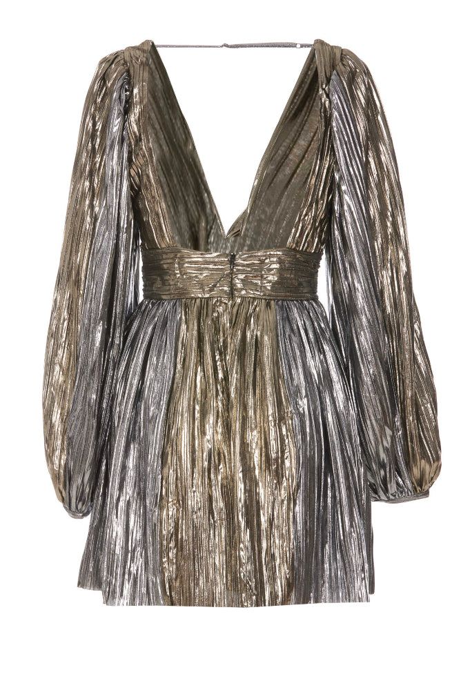 SABINA MUSAYEV GLAUSE MINI DRESS - Bread Boutique - asymmetrical, GLAMOROUS, gold, GORGEOUS, GOWNS, LONG SLEEVED, polyester, SABINA MUSAYEV, SATIN, SEXY, SHIMMERING, silver, SOFT, SOPHISTICATED, sophisticaterd, STUNNING, stylish, SUPERB, WAISTED - Darwin boutique - Darwin fashion