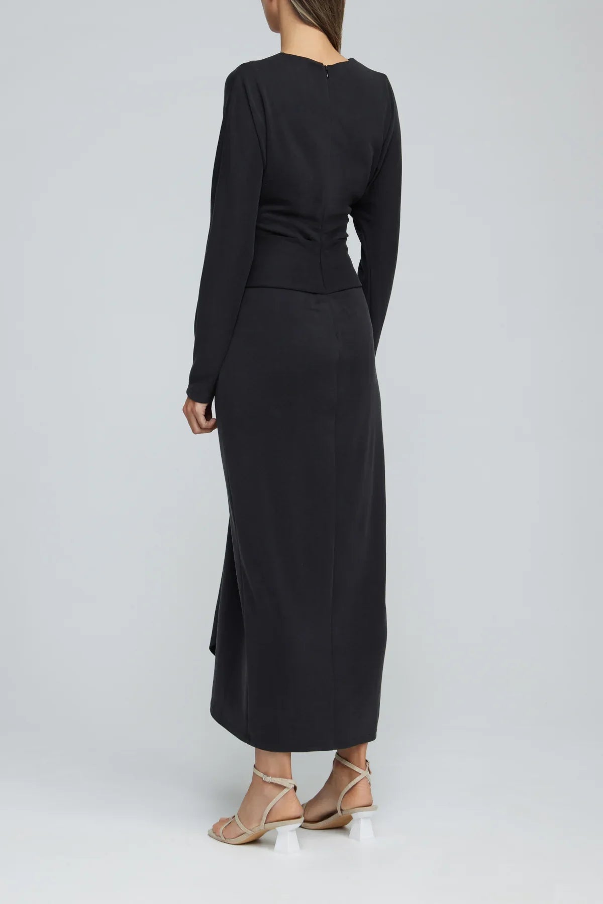 ACLER CARLINGFORD DRESS - Bread Boutique - asymmetrical, charcoal, dress, flowy, GLAMOROUS, LONG SLEEVED, loose fit, pleated, SEXY, shiny, SOFT, SOPHISTICATED, STRETCHY, STUNNING, WAISTED - Darwin boutique - Darwin fashion