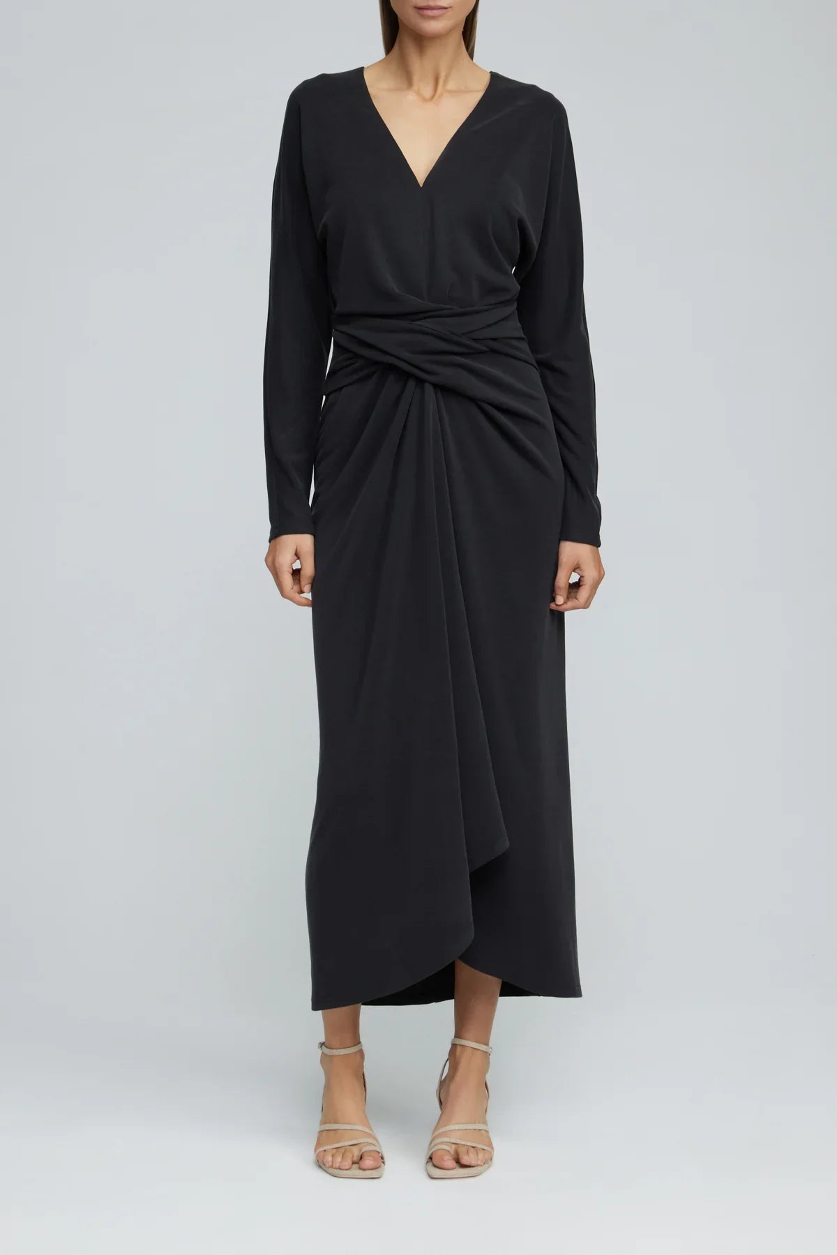 ACLER CARLINGFORD DRESS - Bread Boutique - asymmetrical, charcoal, dress, flowy, GLAMOROUS, LONG SLEEVED, loose fit, pleated, SEXY, shiny, SOFT, SOPHISTICATED, STRETCHY, STUNNING, WAISTED - Darwin boutique - Darwin fashion
