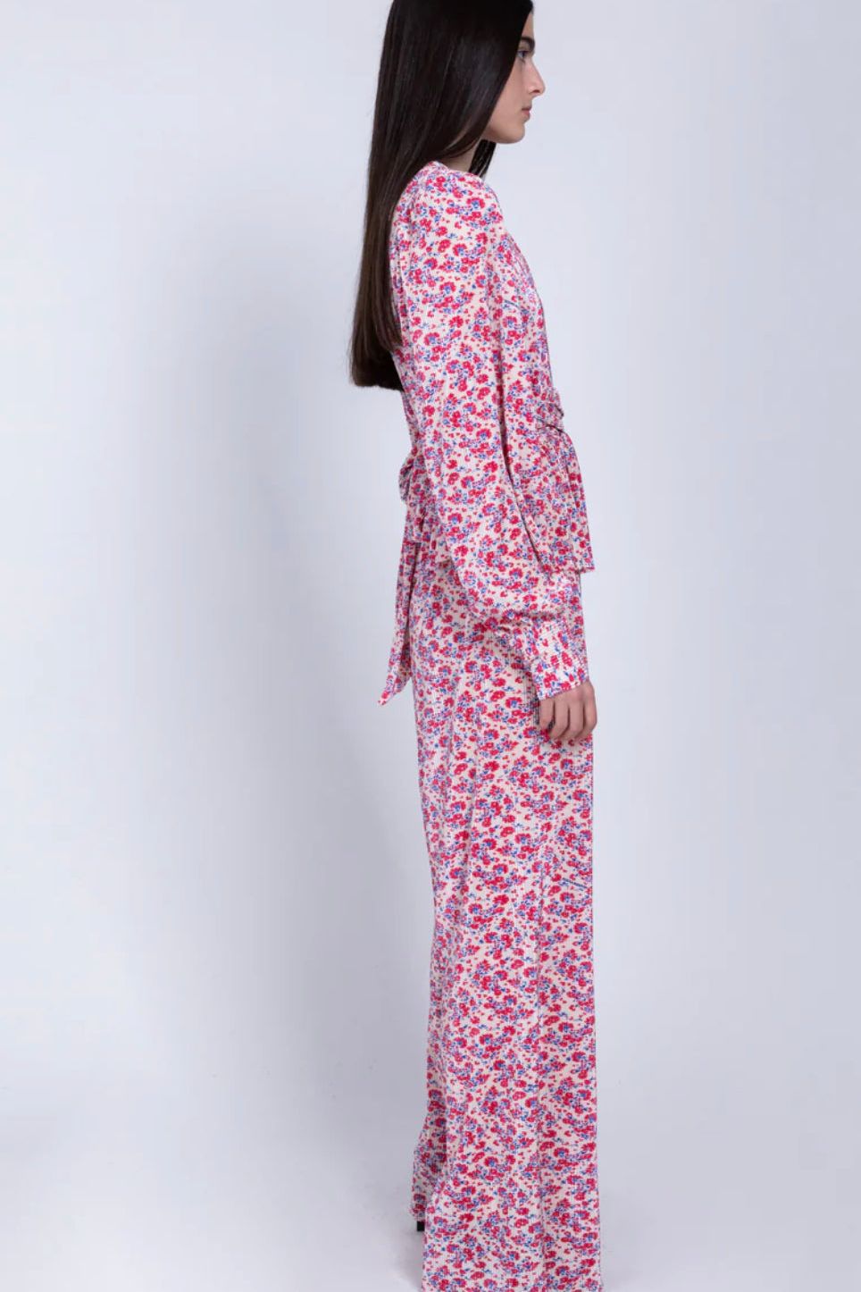 SABINA MUSAYEV HAISLEY PANT - IVORY FLORAL PRINT - Bread Boutique - asymmetrical, floaty, floral, FLOWERS, flowy, GLAMOROUS, GORGEOUS, loose fit, PANT, pants, polyester, printedfloral, SABINA MUSAYEV, SEXY, SHIMMER, SOFT, SOPHISTICATED, sophisticaterd, STRETCHY, STUNNING, SUPERB, WAISTED - Darwin boutique - Darwin fashion