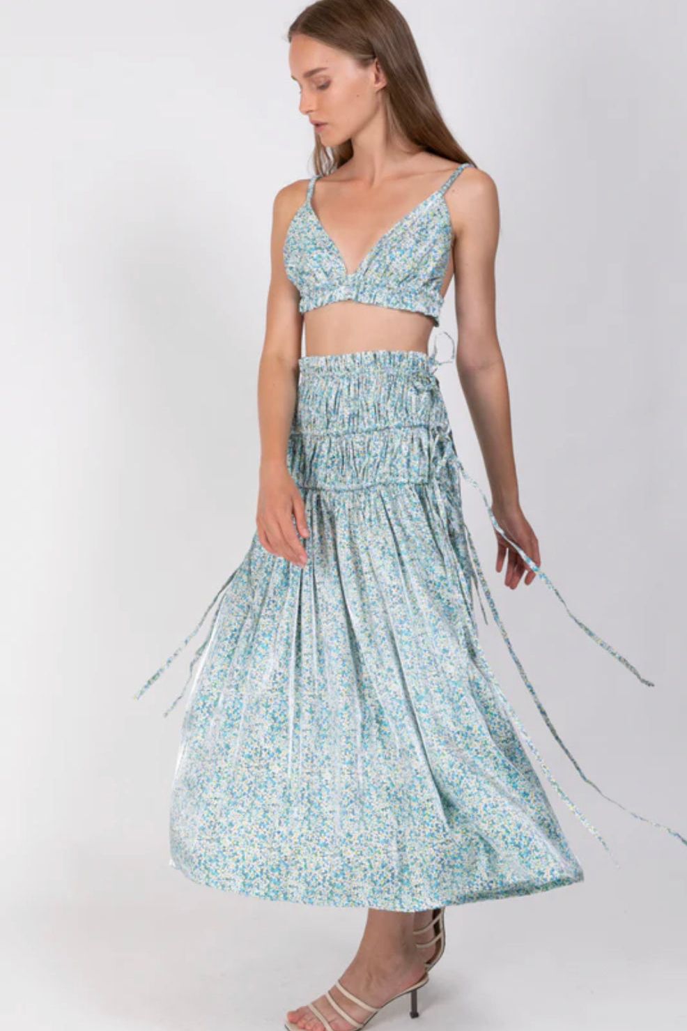 SABINA MUSAYEV DELTA SKIRT - Bread Boutique - CUTE, midi, PINK, printed, printedfloral, SABINA MUSAYEV, satin, shiny, skirt, SOPHISTICATED - Darwin boutique - Darwin fashion