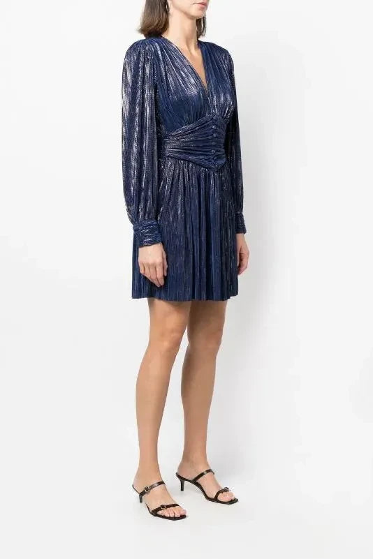 SABINA MUSAYEV PIPA DRESS - Bread Boutique - asymmetrical, BLUE, dress, GLAMOROUS, GORGEOUS, LONG SLEEVED, polyester, SABINA MUSAYEV, SEXY, SHIMMER, SHIMMERING, shiny, SOFT, SOPHISTICATED, STRETCHY, STUNNING, SUPERB, WAISTED - Darwin boutique - Darwin fashion