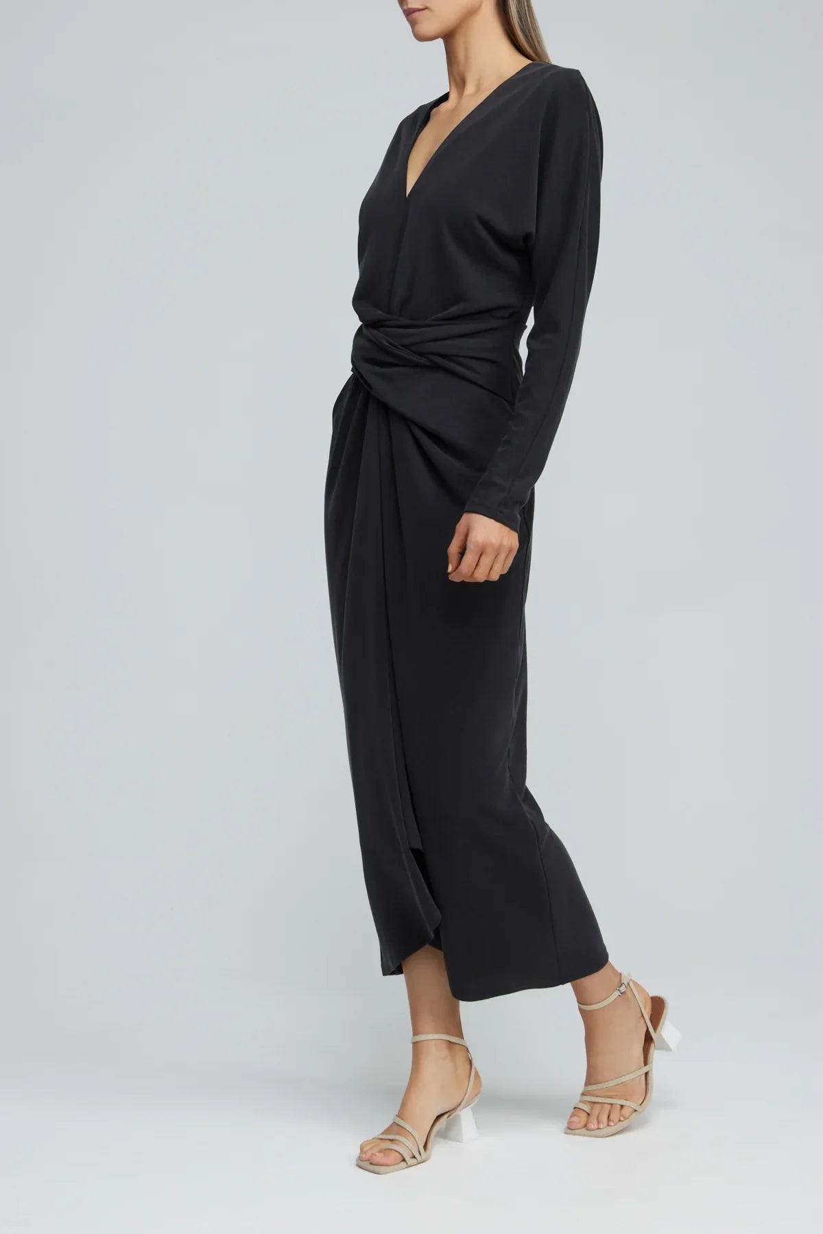 ACLER CARLINGFORD DRESS - Bread Boutique - asymmetrical, charcoal, dress, flowy, GLAMOROUS, LONG SLEEVED, loose fit, pleated, SEXY, shiny, SOFT, SOPHISTICATED, STRETCHY, STUNNING, WAISTED - Darwin boutique - Darwin fashion