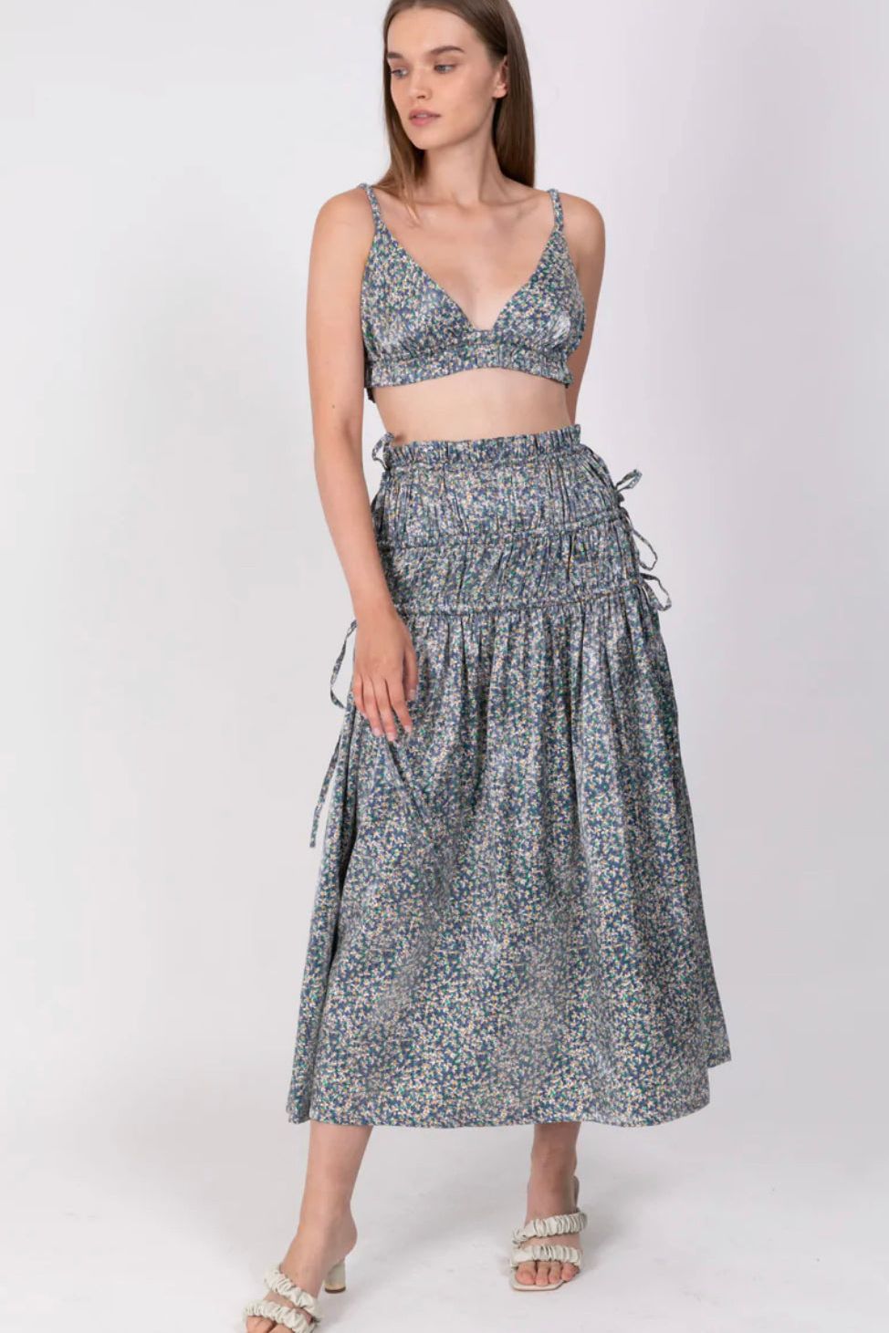 SABINA MUSAYEV DELTA SKIRT - Bread Boutique - CUTE, midi, PINK, printed, printedfloral, SABINA MUSAYEV, satin, shiny, skirt, SOPHISTICATED - Darwin boutique - Darwin fashion