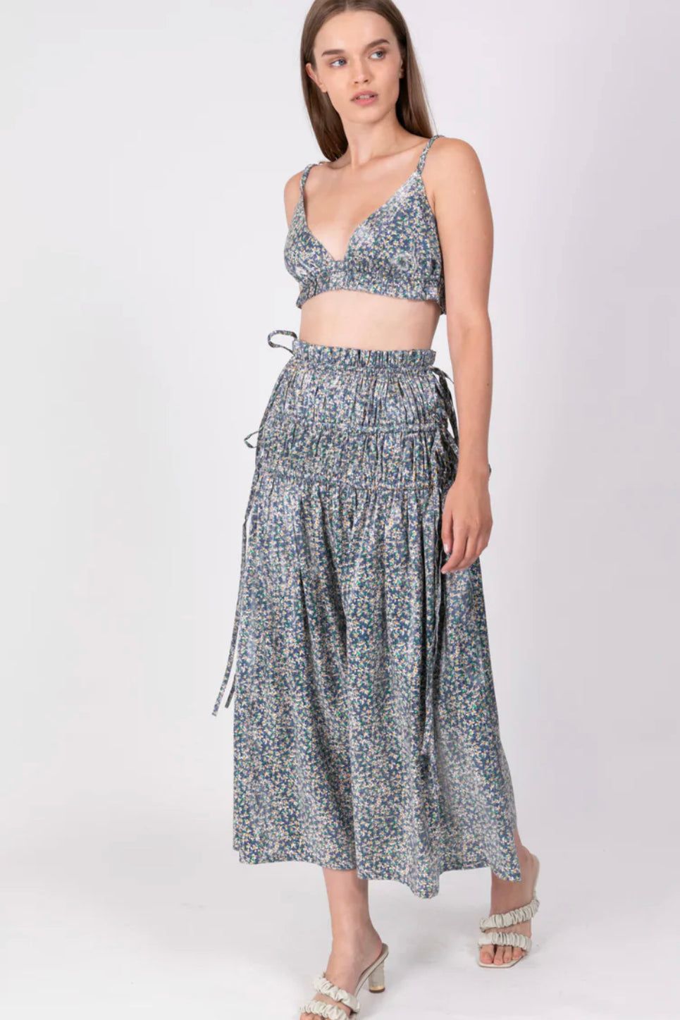 SABINA MUSAYEV DELTA SKIRT - Bread Boutique - CUTE, midi, PINK, printed, printedfloral, SABINA MUSAYEV, satin, shiny, skirt, SOPHISTICATED - Darwin boutique - Darwin fashion