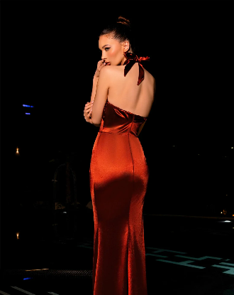 Nicoletta halter gloss satin gown