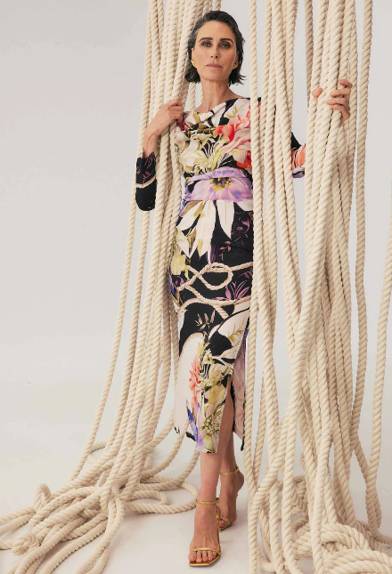 Once was JAYDEN CUPRO VISCOSE STRETCH DRESS IN TANGLED BLOSSOM