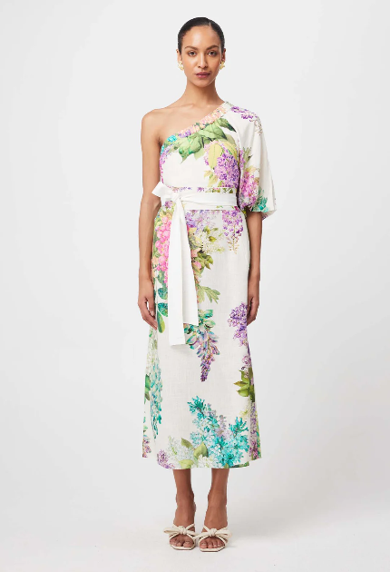 Once Was BAHIA LINEN VISCOSE DRESS IN WISTERIA ALBA