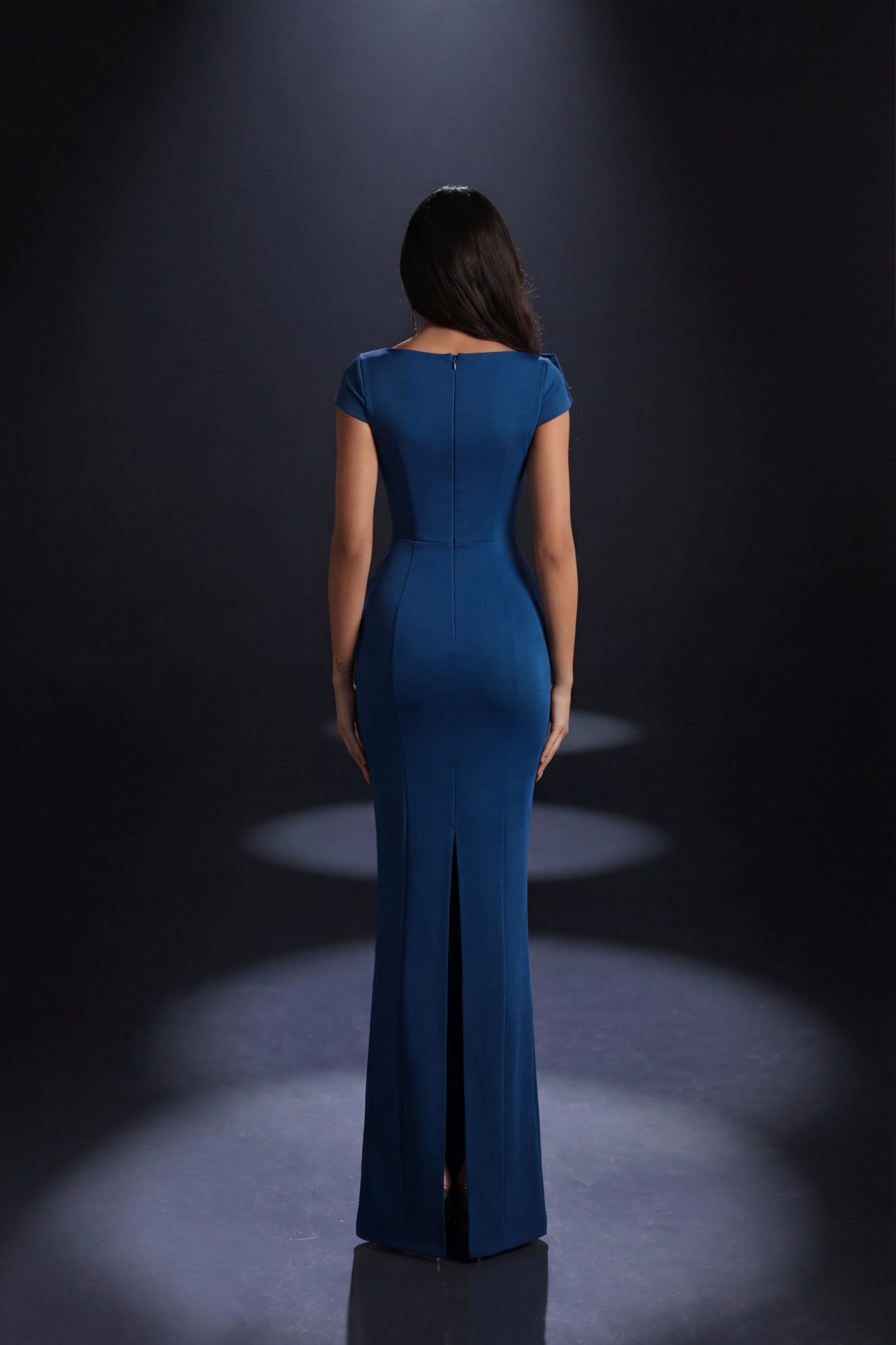 Nicoletta high neck short sleeve fitted ball gown
