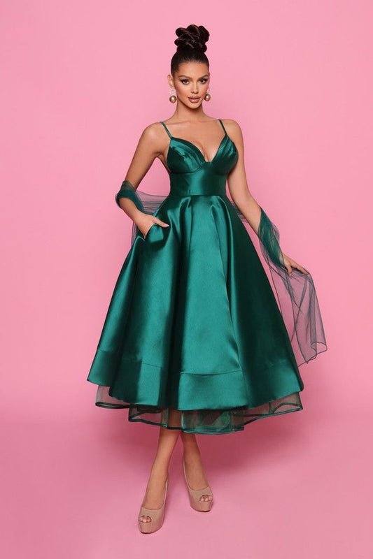 NICOLETTA  mikado satin cocktail gown