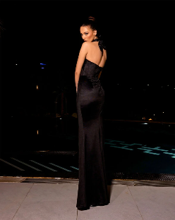 Nicoletta halter gloss satin gown