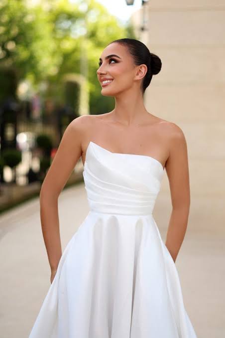 Tina Holly stunning mikado satin full skirt white gown