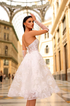 Nicoletta Lace Strapless Cocktail Gown